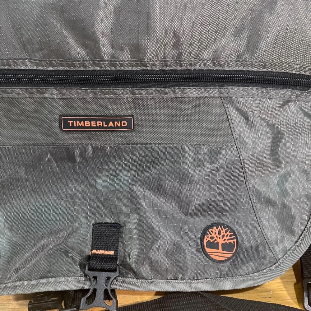 Timberland Twin Mountain Messenger Bag Olive Green Ripstop Nylon Vtg Crossbody
